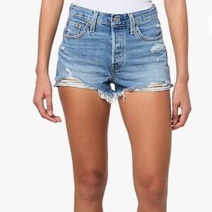 Levi's Blue Jean Shorts Distressed High-Waisted size 29